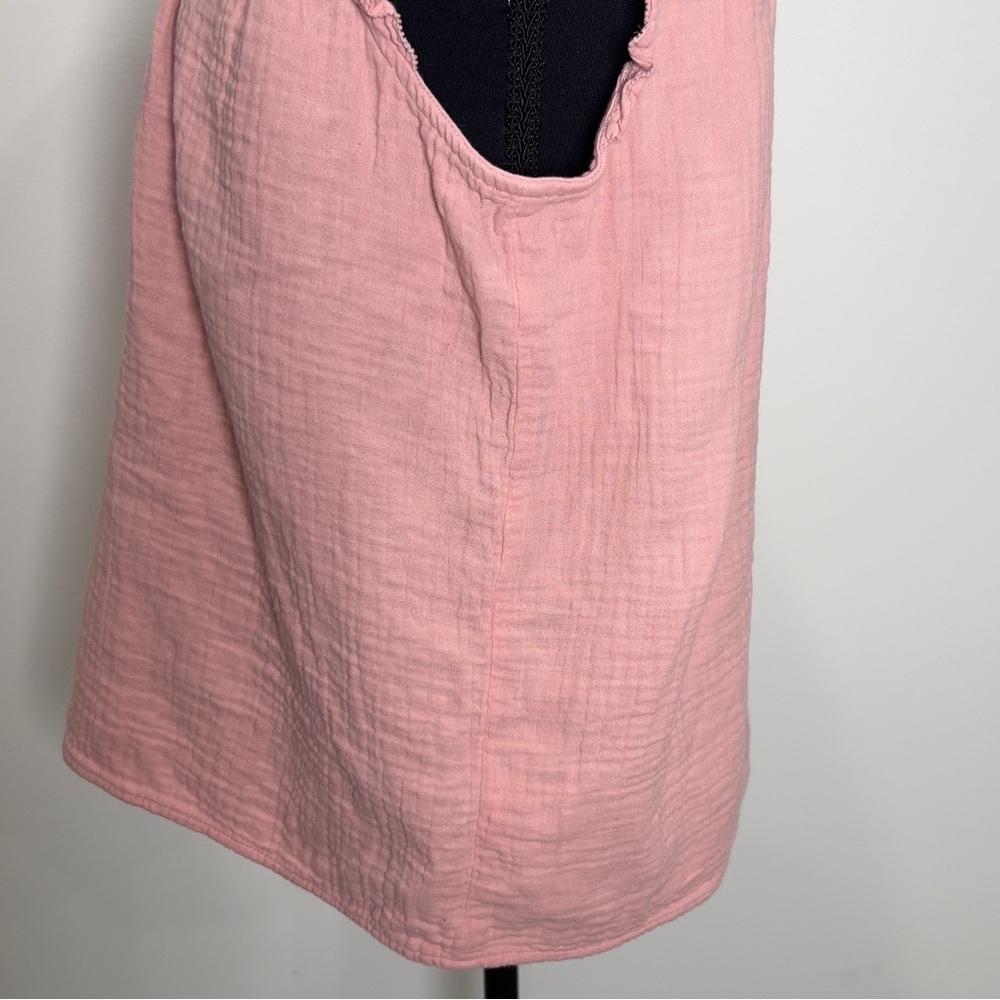 J. Crew Light Pink Ruffle Sleeveless Button Soft Cotton Blouse Medium Women’s - Picture 5 of 16